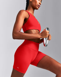 UnifiedMove™ High Waist Shorts 6" New Branding | Muscle Mommy Red