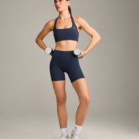 UnifiedMove™ High Waisted Shorts 6" with Reflective Logo | True Blue