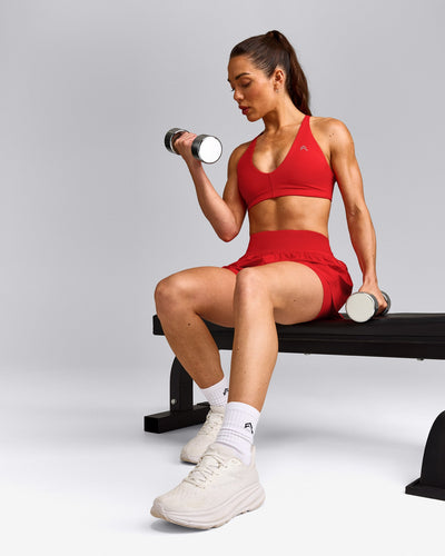 UnifiedMove™ Micro Bralette with Reflective Logo | Muscle Mommy Red