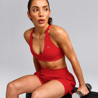 UnifiedMove™ Micro Bralette with Reflective Logo | Muscle Mommy Red
