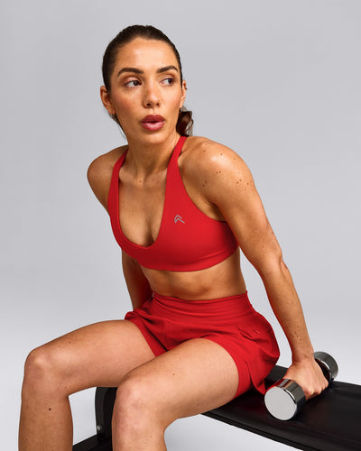 UnifiedMove™ Micro Bralette with Reflective Logo | Muscle Mommy Red