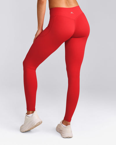 UnifiedMove™ Pocket Leggings with Bonding with Reflective Logo | Muscle Mommy Red