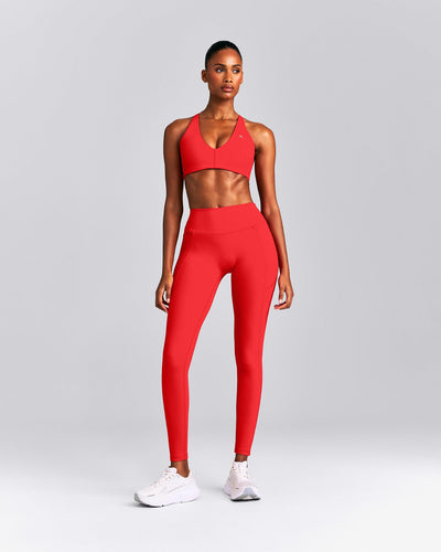 UnifiedMove™ High Waisted Pocket Leggings with Bonding New Branding | Muscle Mommy Red