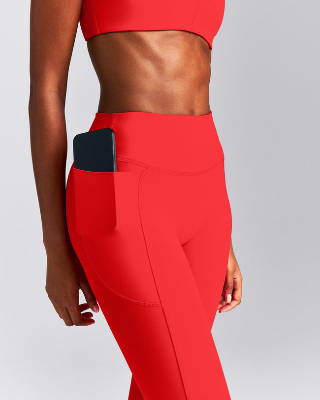 UnifiedMove™ High Waisted Pocket Leggings with Bonding New Branding | Muscle Mommy Red