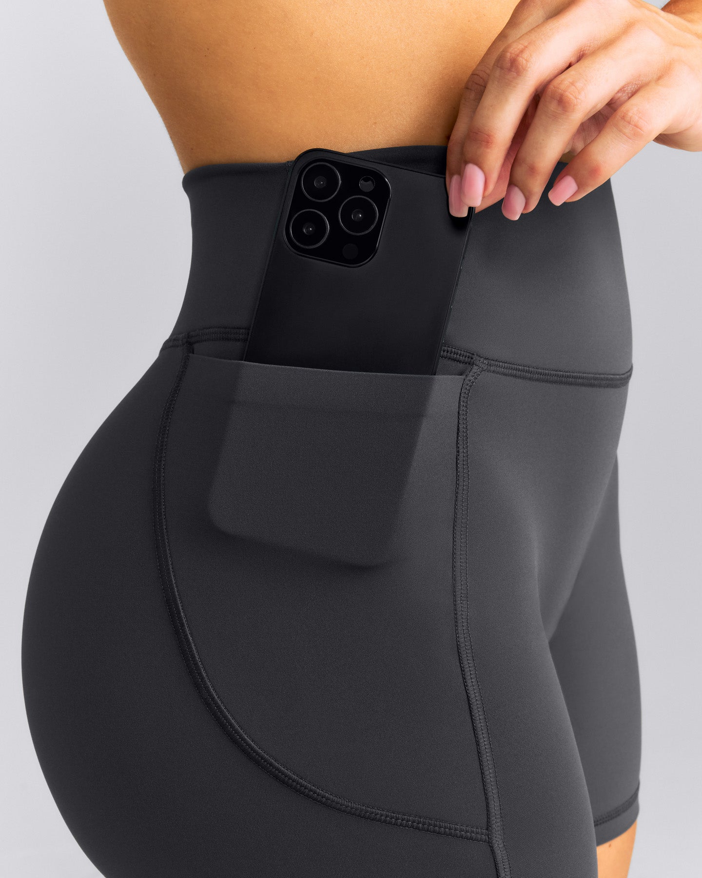 UnifiedMove™ High Waisted Pocket Shorts with Bonding New Branding | Coal