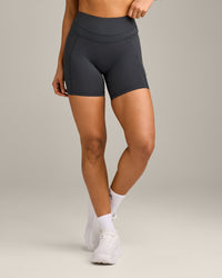 UnifiedMove High Waisted Pocket Shorts 6" with Reflective Logo | Coal
