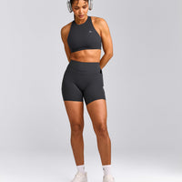 UnifiedMove™ High Waisted Pocket Shorts 6" with Reflective Logo | Coal