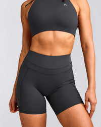 UnifiedMove™ High Waisted Pocket Shorts 6" with Reflective Logo | Coal