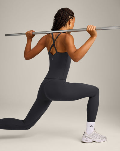 UnifiedMove V Neck Cross Back Vest with Reflective Logo | Coal