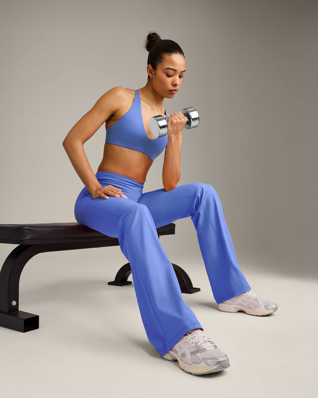 UnifiedMove™ Wrap Flared Bottoms with Reflective Logo | Glaucous Blue