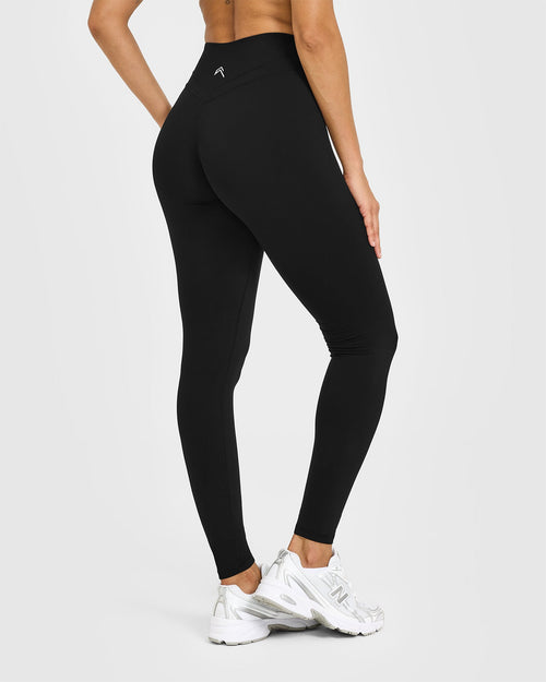 Unified High Waisted Leggings White Logo | Black