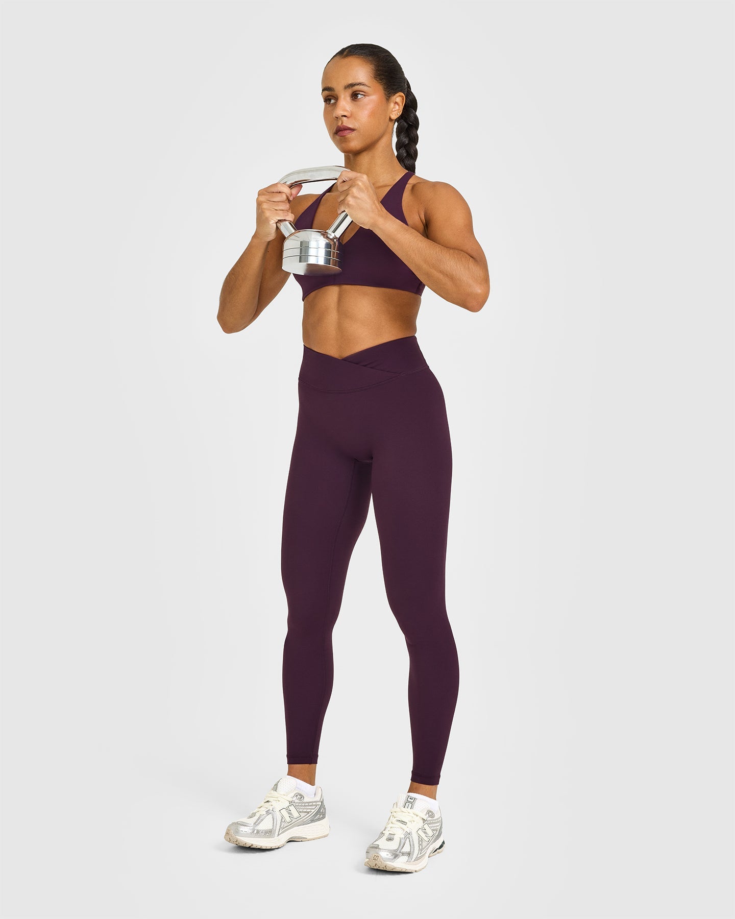 UnifiedMove™ Wrap Leggings White Logo | Blackberry Purple