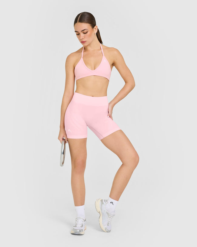 EnhanceLift™ Seamless Shorts with White Logo | Cherry Blossom Pink