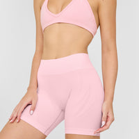 EnhanceLift™ Seamless Shorts with White Logo | Cherry Blossom Pink