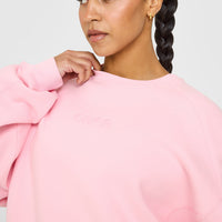 Foundations Oversized Crew Neck Sweatshirt with Oner Embroidery | Petal Pink