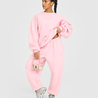 Foundations Oversized Cuffed Joggers with Oner Embroidery | Petal Pink