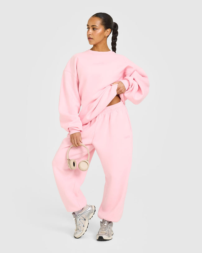 Foundations Oversized Cuffed Joggers with Oner Embroidery | Petal Pink