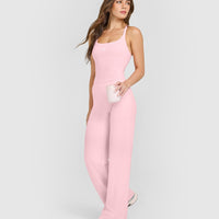 Mellow™ Rib Racer Back Mid Vest with Built in Bra Shelf | Petal Pink