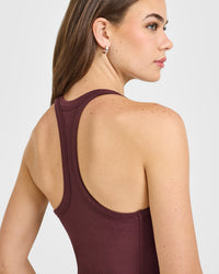 Mellow™ Rib Racer Back Mid Vest with Built in Bra Shelf | Velvet Mocha