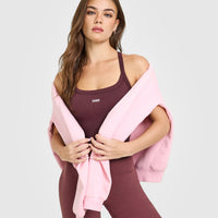 Mellow™ Rib Racer Back Mid Vest with Built in Bra Shelf | Velvet Mocha