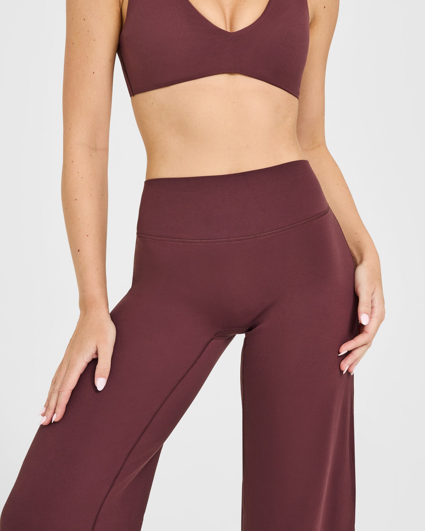 SoftMotion™ Straight Leg Bottoms with White Logo | Velvet Mocha