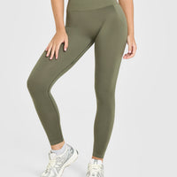 EffortlessLift™ Seamless Leggings with White Logo | Alpine Green