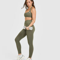 EffortlessLift™ Seamless Leggings with White Logo | Alpine Green