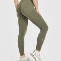 EffortlessLift™ Seamless Leggings with White Logo | Alpine Green