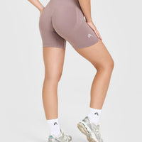 EffortlessLift™ Seamless Shorts with White Logo | Dusty Purple