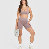 EffortlessLift™ Seamless Shorts with White Logo | Dusty Purple