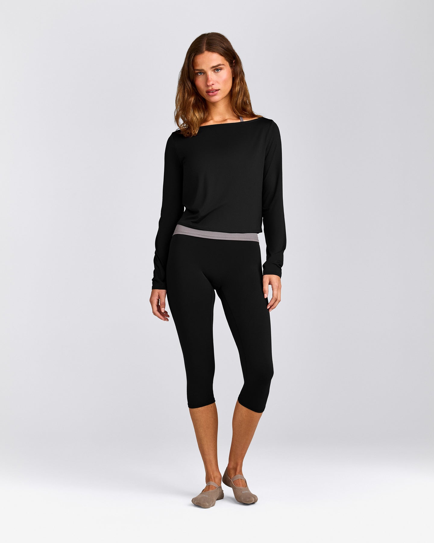 FormeSoft™ Relaxed Slash Neck Long Sleeve Top | Black
