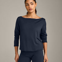 FormeSoft Relaxed Slash Neck Long Sleeve Top | True Blue
