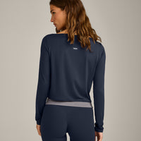 FormeSoft™ Relaxed Slash Neck Long Sleeve Top | True Blue