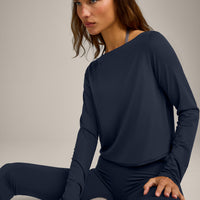 FormeSoft™ Relaxed Slash Neck Long Sleeve Top | True Blue
