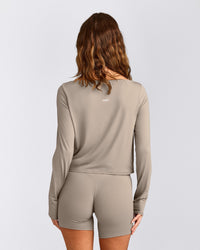 FormeSoft™ Relaxed Slash Neck Long Sleeve Top | Warm Sand