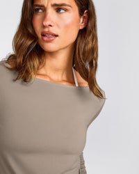 FormeSoft™ Relaxed Slash Neck Long Sleeve Top | Warm Sand