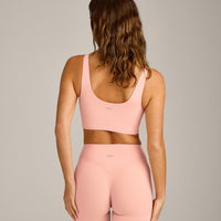 SoftMotion™ Longline Sports Bra with Grey Logo | Peach Orange