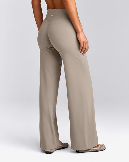 SoftMotion™ Straight Leg Pants with White Logo | Warm Sand