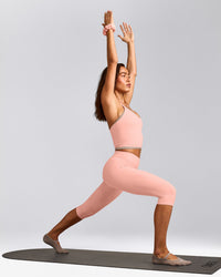 SoftMotion™ Strappy Halter Neck Mid Vest with Built in Bra Shelf with Grey Logo | Peach Orange