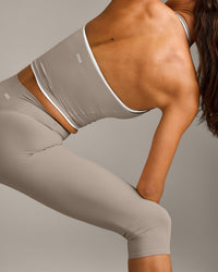 SoftMotion™ Strappy Halter Neck Mid Vest with Built in Bra Shelf with White Logo | Warm Sand