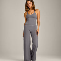SoftMotion™ Strappy Halter Neck Vest with Built in Bra Shelf with Grey Logo | Ash Grey