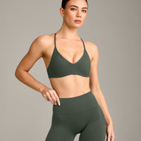 EasyLift™ Ultra Minimal Bralette with Grey Logo | Dark Khaki