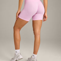EffortlessLift™ Seamless Shorts with Grey Logo | Chalk Pink