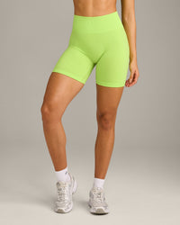 EffortlessLift™ Seamless Shorts with Grey Logo | Citrus Green