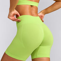 EffortlessLift™ Seamless Shorts with Gray Logo | Citrus Green