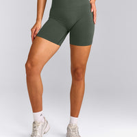 EffortlessLift™ Seamless Shorts with Grey Logo | Dark Khaki