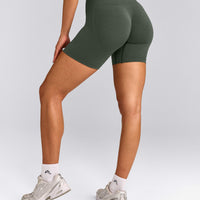 EffortlessLift™ Seamless Shorts with Grey Logo | Dark Khaki