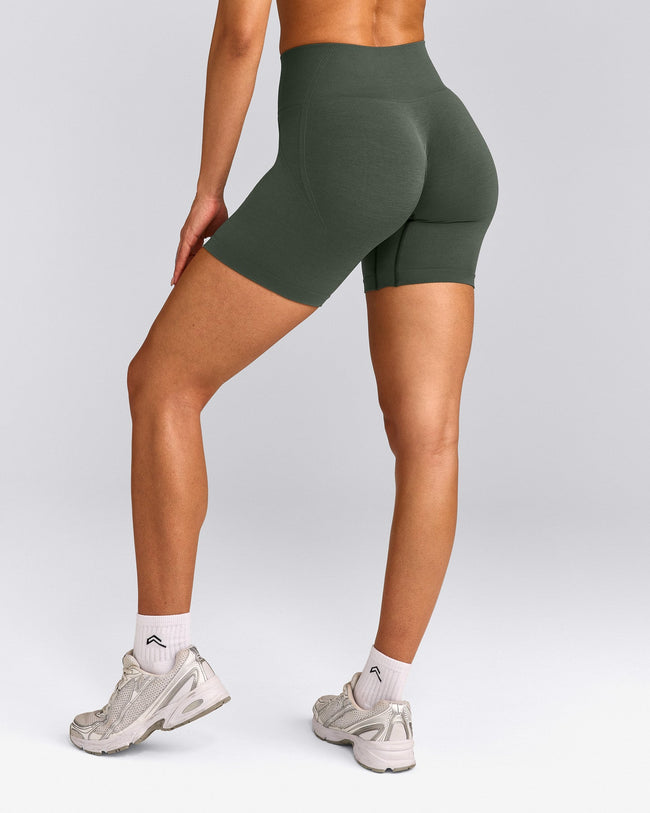 EffortlessLift™ Seamless Shorts with Grey Logo | Dark Khaki