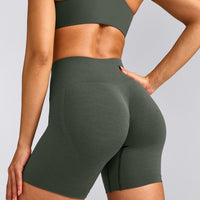 EffortlessLift™ Seamless Shorts with Grey Logo | Dark Khaki