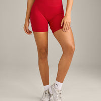 EffortlessLift™ Seamless Shorts with Grey Logo | Fiery Red